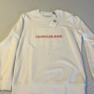 NWT CALVIN KLEIN INSTITUTIONAL RUBBER BOX LOGO CREW SWEAT Size XL